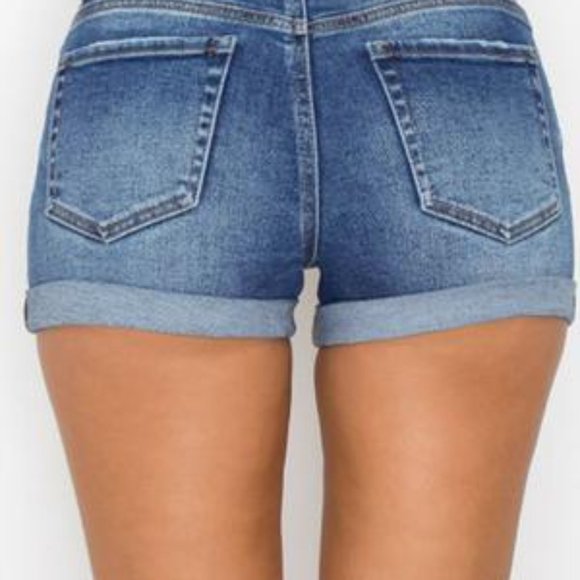 Distressed Plus Jean Shorts - Picture 3 of 5